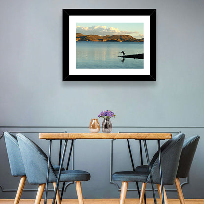 Lake Pleasant Fisherman Silhouette Wall Art