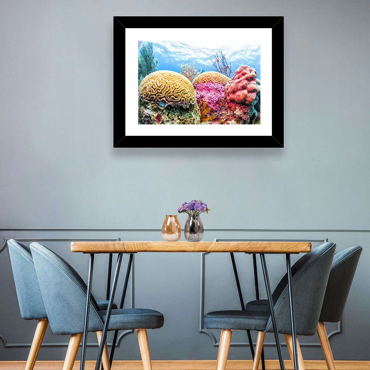 Vibrant Brain Coral Reef Wall Art