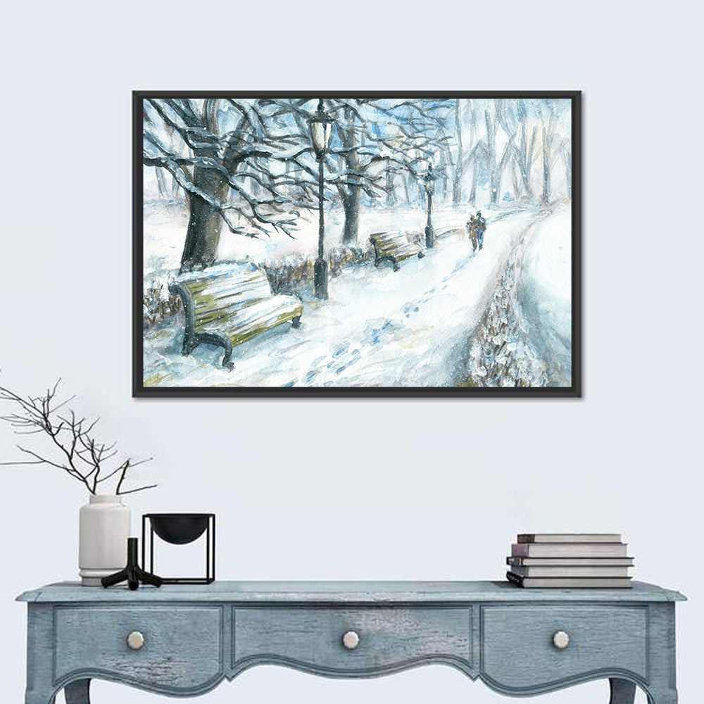 Couple's Winter Walk Wall Art