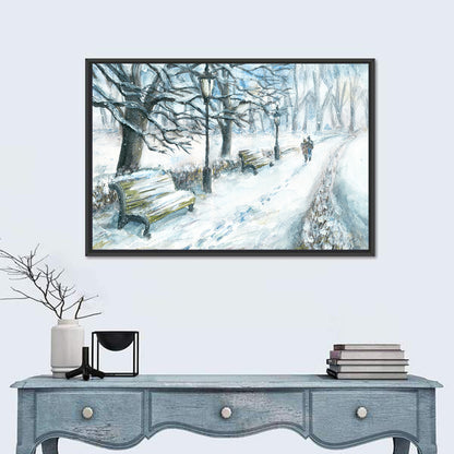 Couple's Winter Walk Wall Art