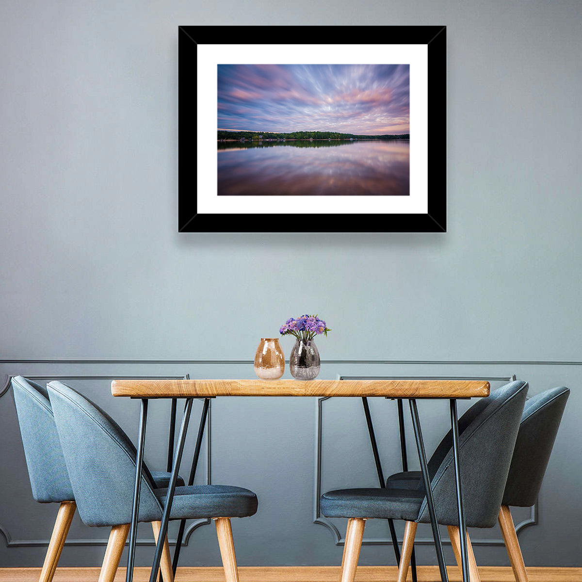 Lake Norman Morning Reflection Wall Art in a room, landscape
