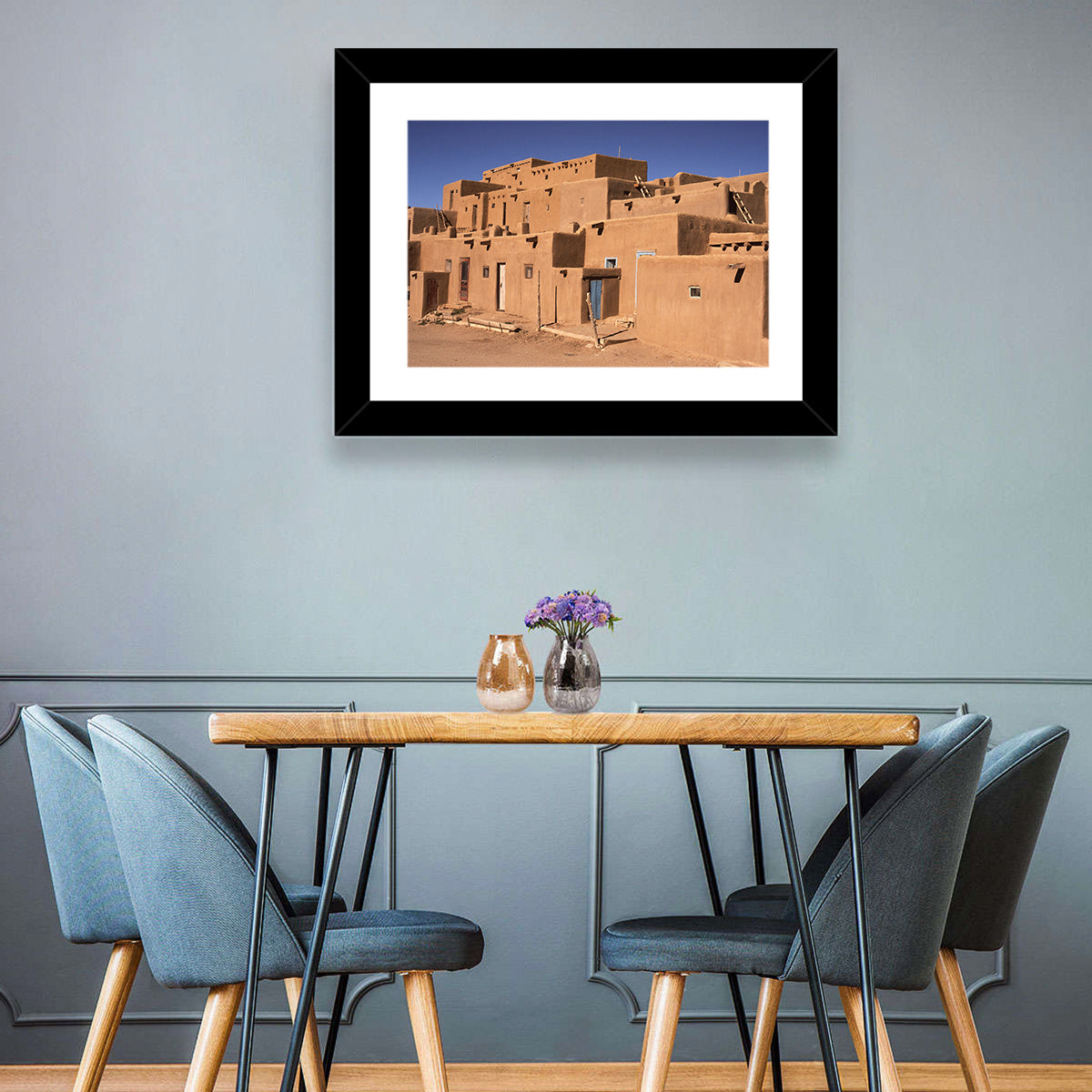 Taos Pueblo North House Wall Art in a room, landscape