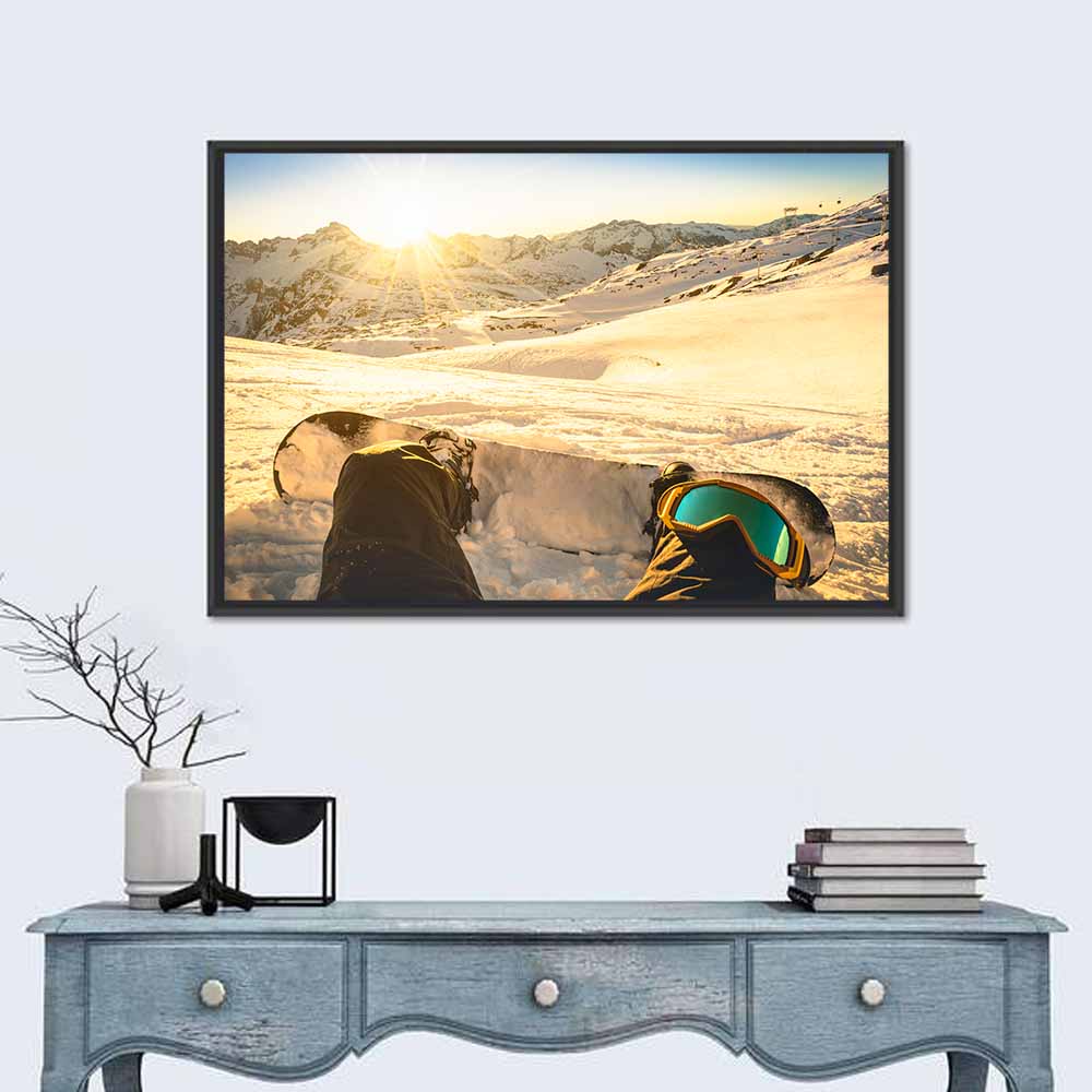 First Person Snowboard Sunrise Wall Art