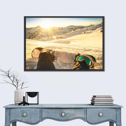 First Person Snowboard Sunrise Wall Art