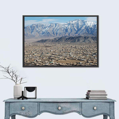 Kabul from Above with Snow-capped Mountains Wall Art