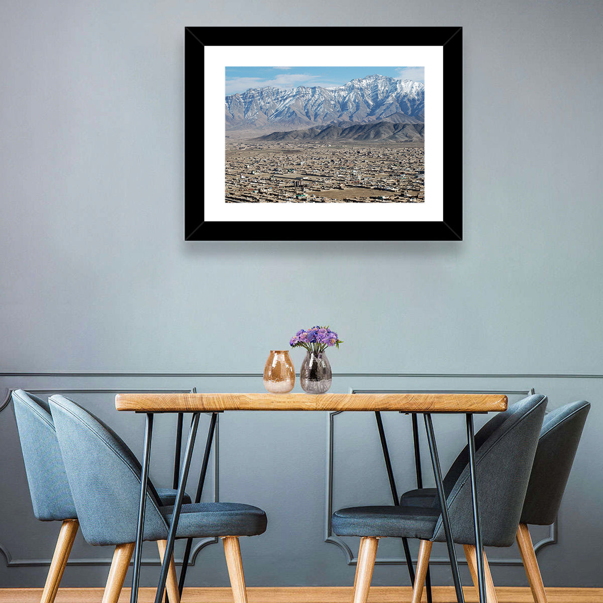 Kabul from Above with Snow-capped Mountains Wall Art