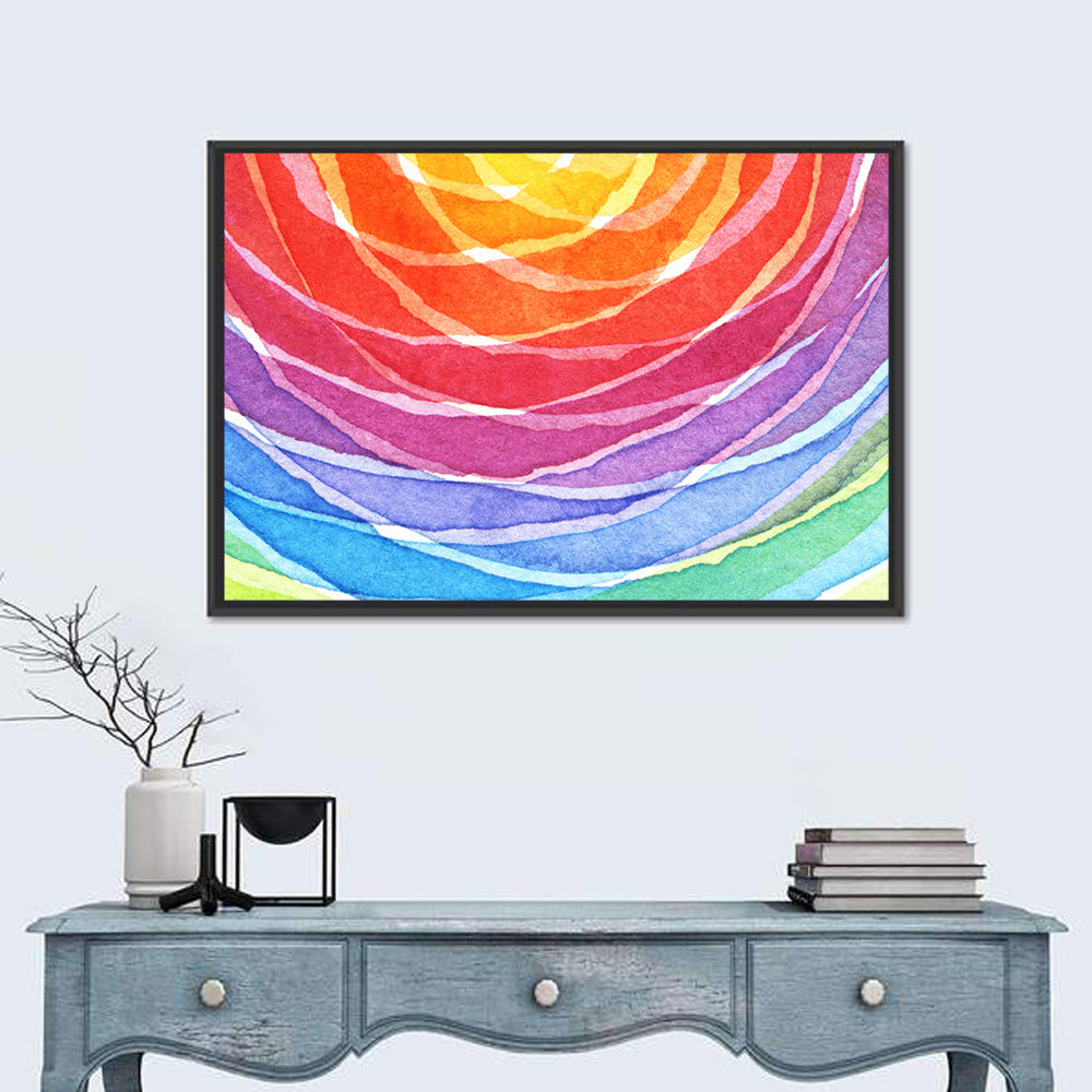 Radiant Rainbow Watercolor Arcs Wall Art