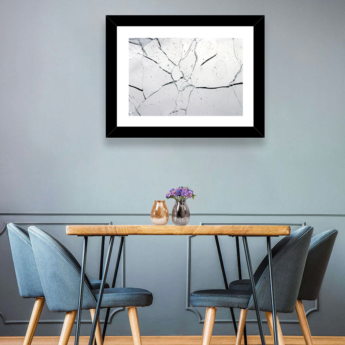 Fractured Glass Macro Study Wall Art in a room, landscape