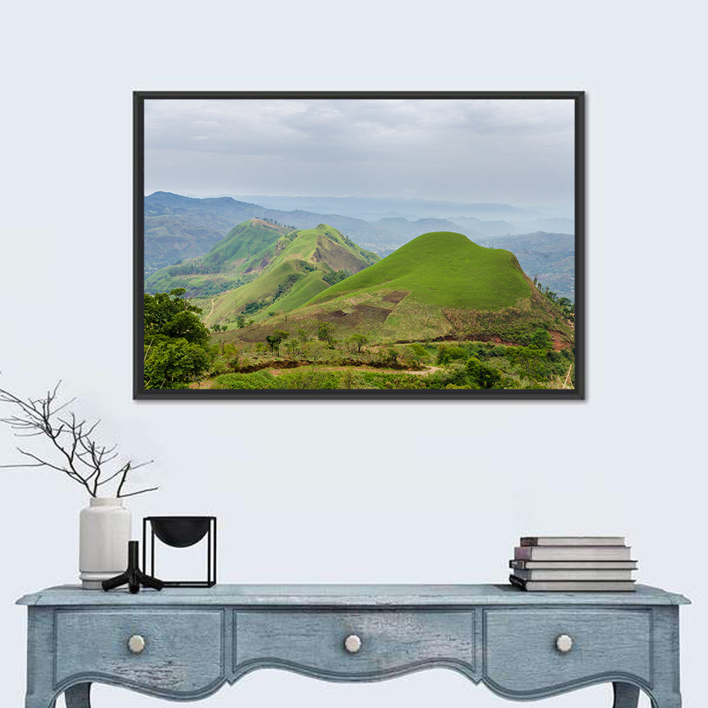 Rolling Summer Hills Wall Art in a room, landscape