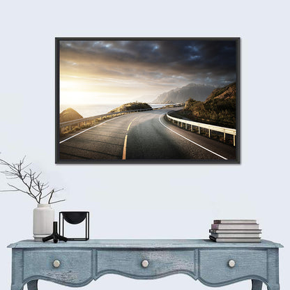 Golden Sunrise Coastal Road Wall Art