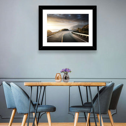 Golden Sunrise Coastal Road Wall Art