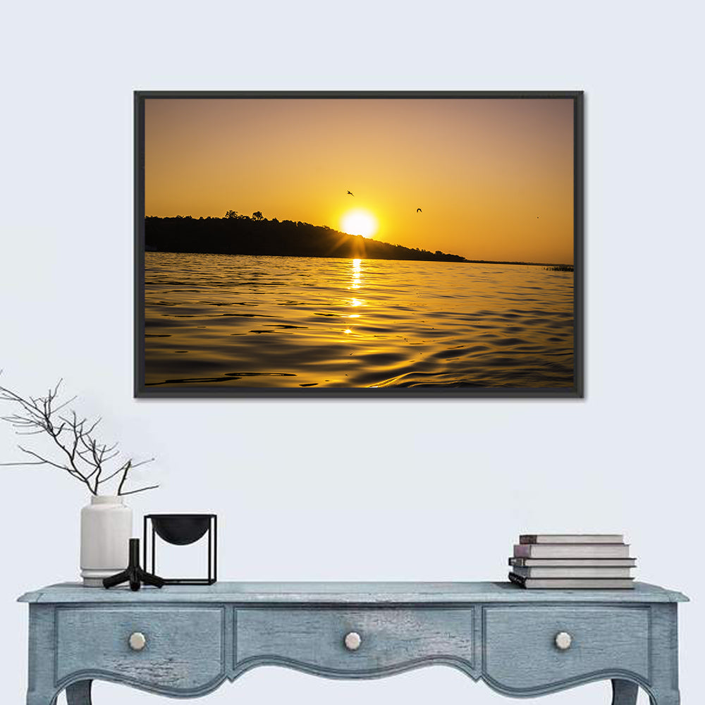 Bhopal Lake Sunset Wall Art in a room, landscape