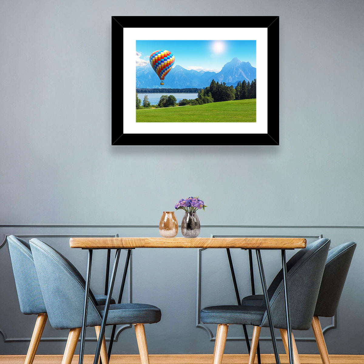 Bavarian Lake with Hot Air Balloon Wall Art