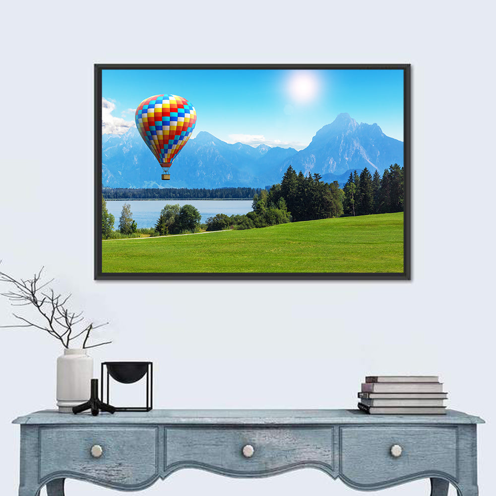 Bavarian Lake with Hot Air Balloon Wall Art