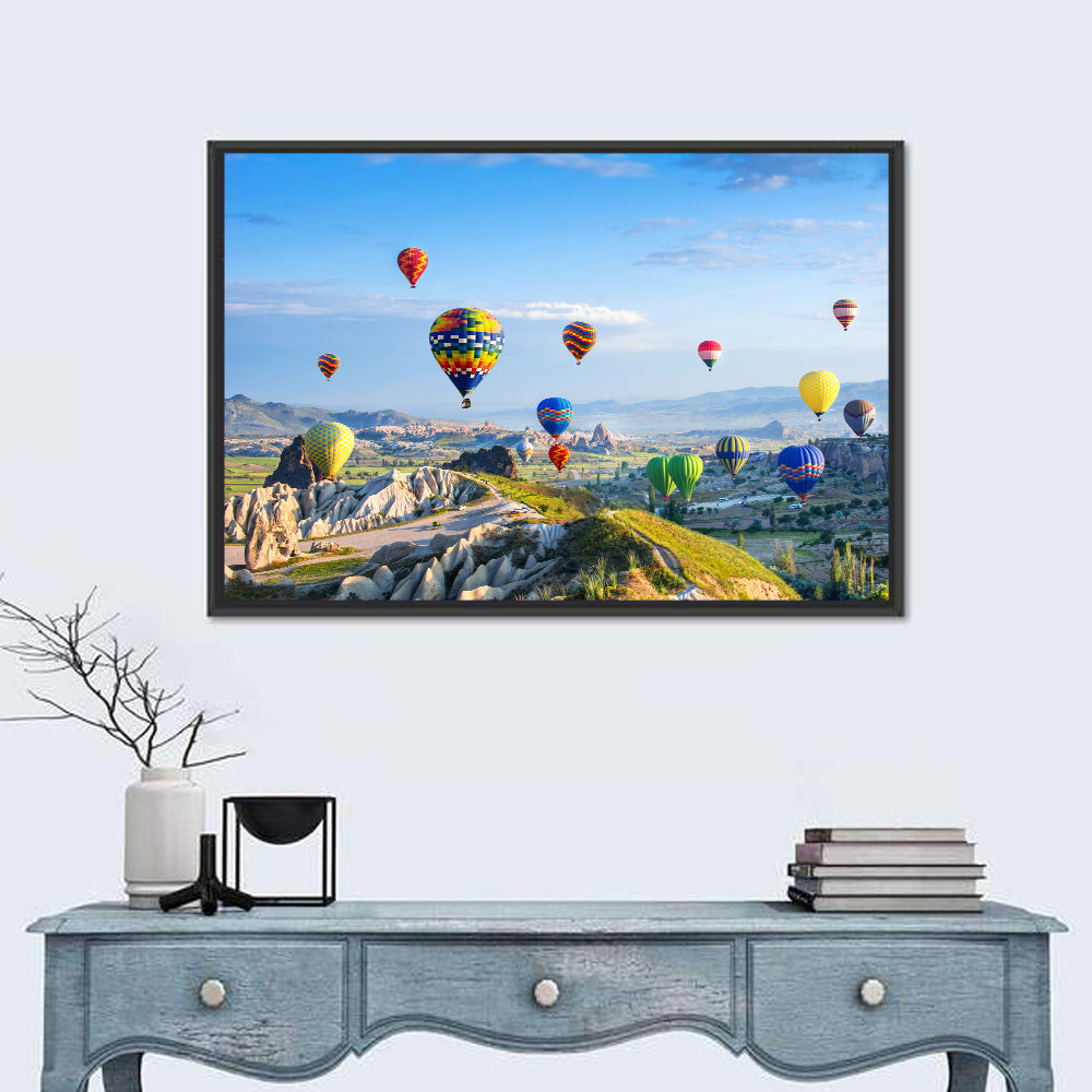 Cappadocia Hot Air Balloons Over Rock Valleys Wall Art