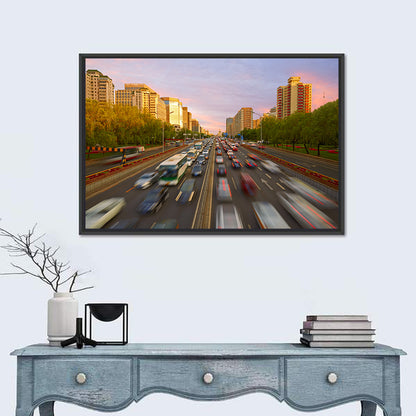 Beijing Sunset Traffic Streaks Wall Art