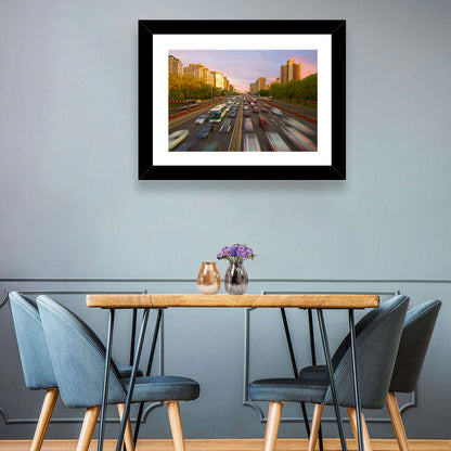 Beijing Sunset Traffic Streaks Wall Art