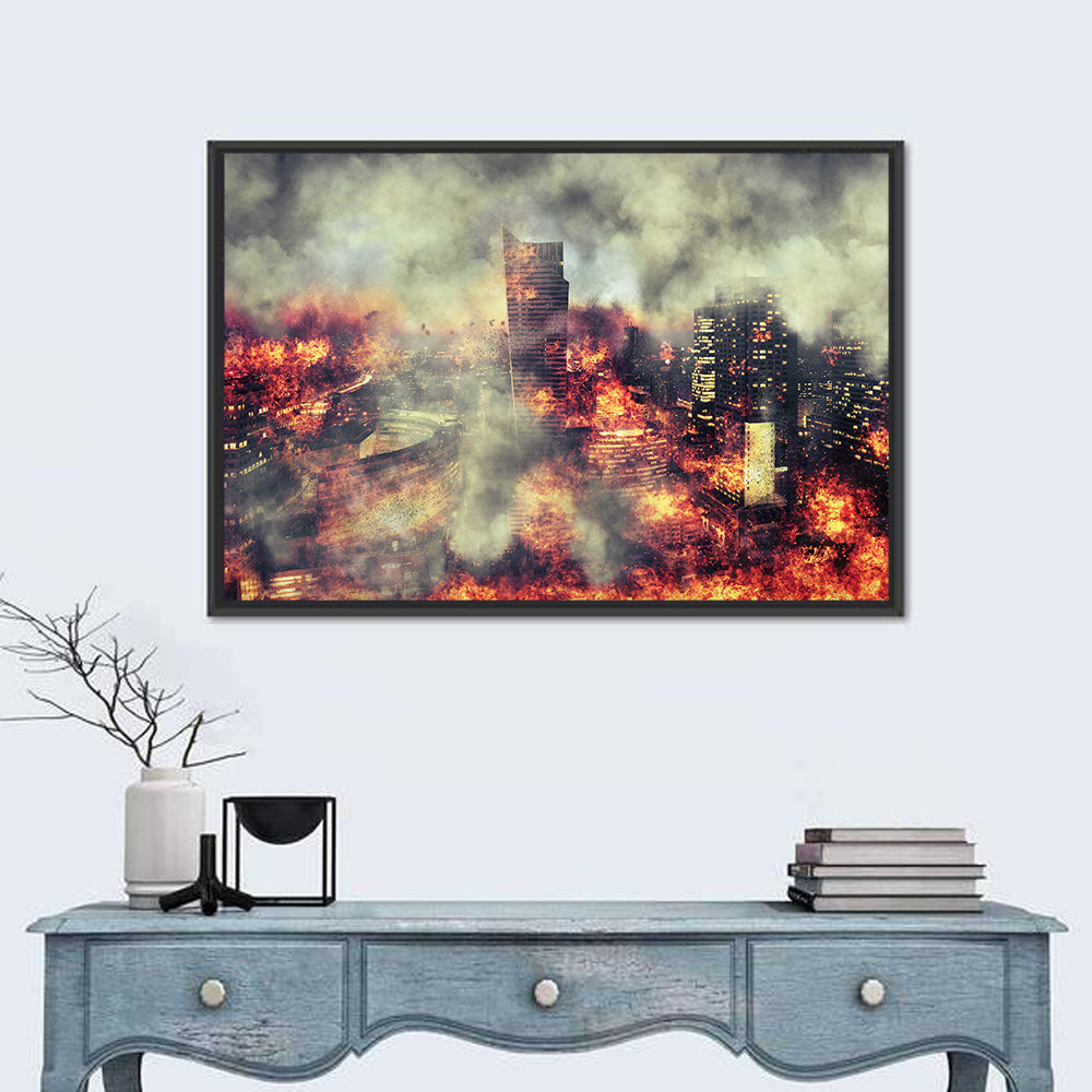 Warsaw Spire Burning City Abstract Wall Art