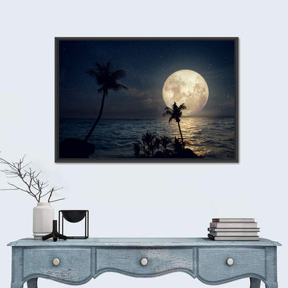 Supermoon Over Tropical Beach Wall Art