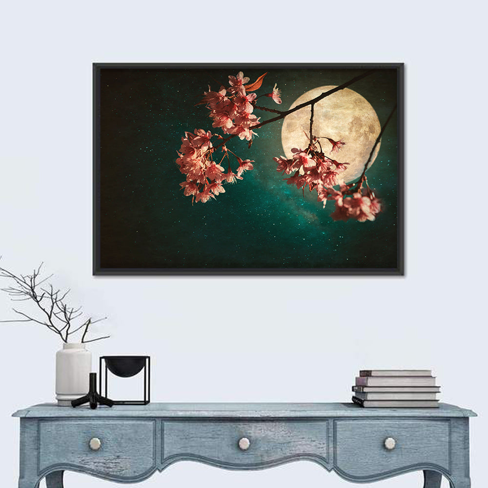 Moonlit Sakura Blossoms Wall Art