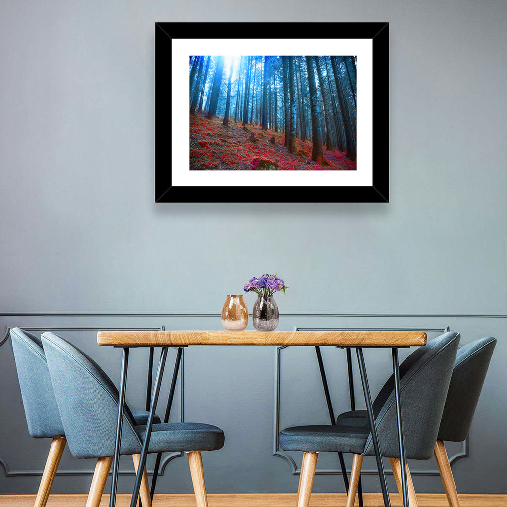 Enchanted Red Moss Forest Wall Art