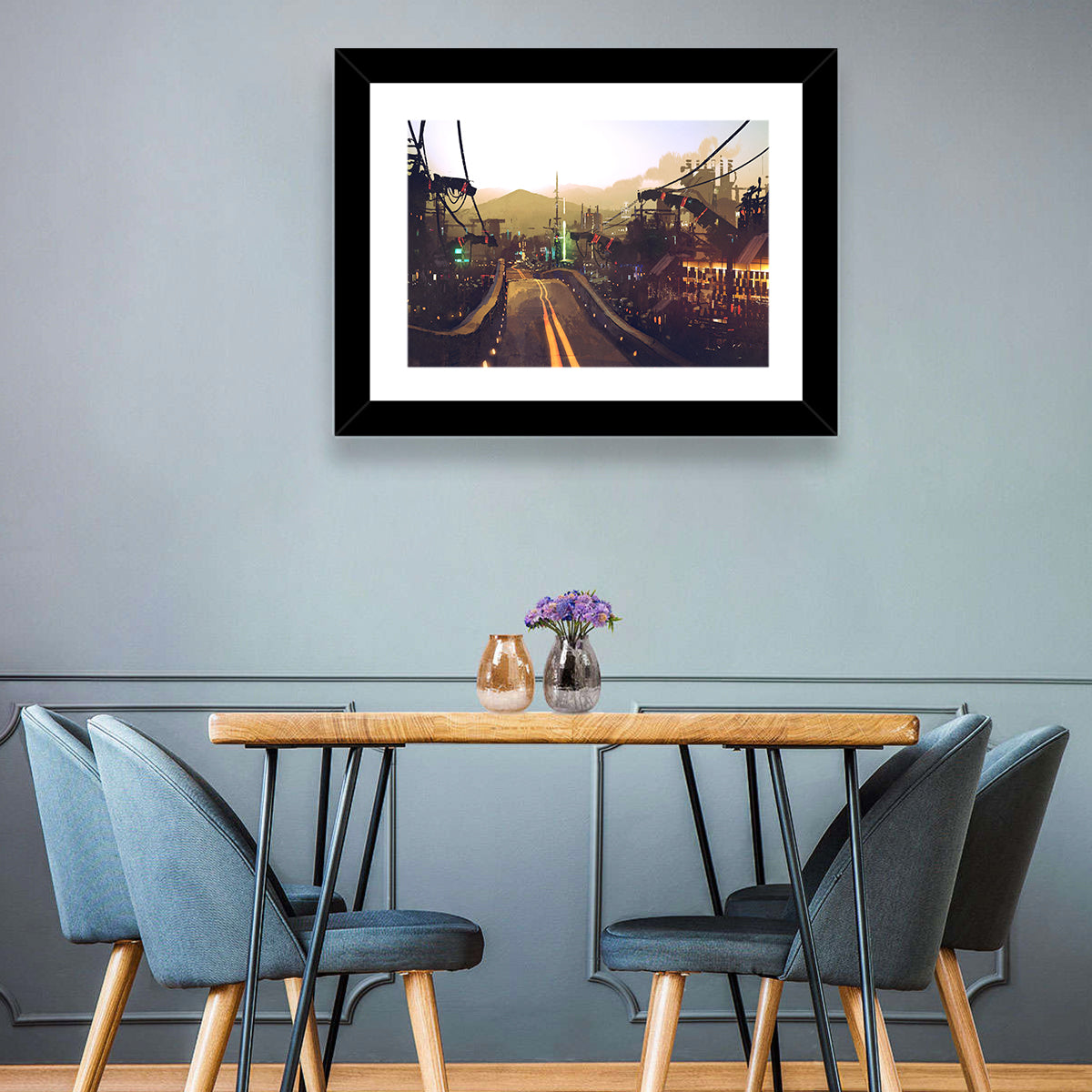 Futuristic Highway at Dusk Wall Art