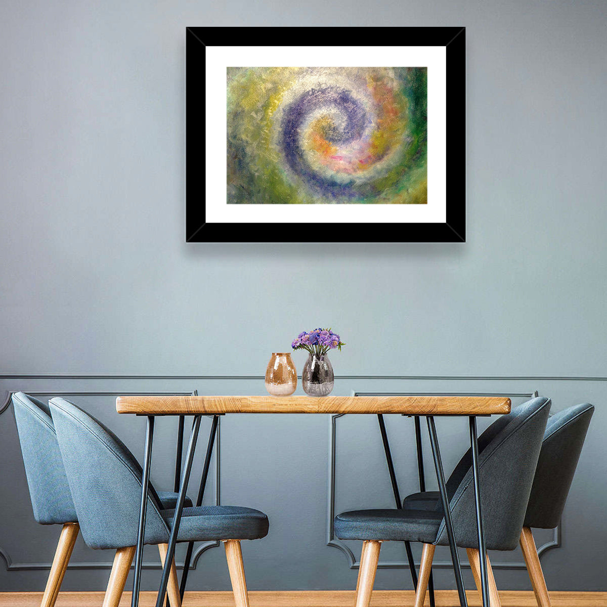 Spiral Golden Ratio Wall Art in a room, landscape