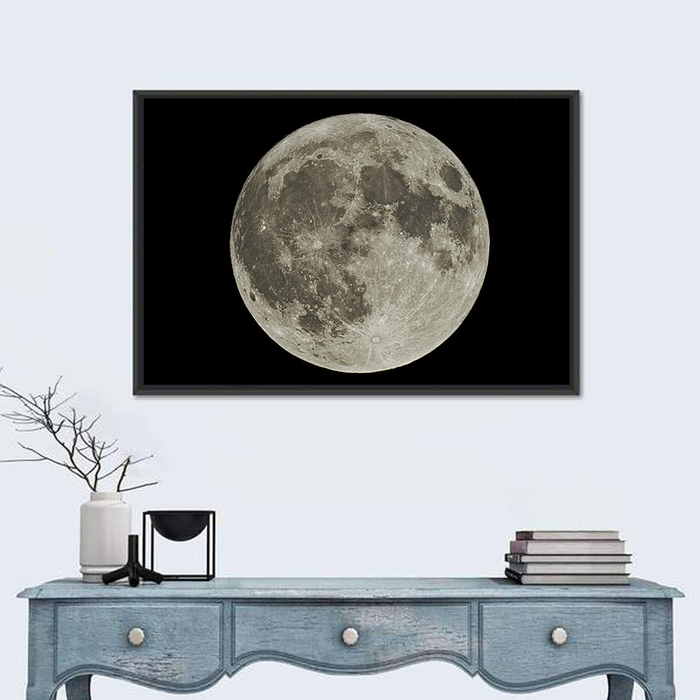 Full Moon with Tycho Rays Wall Art in a room, landscape