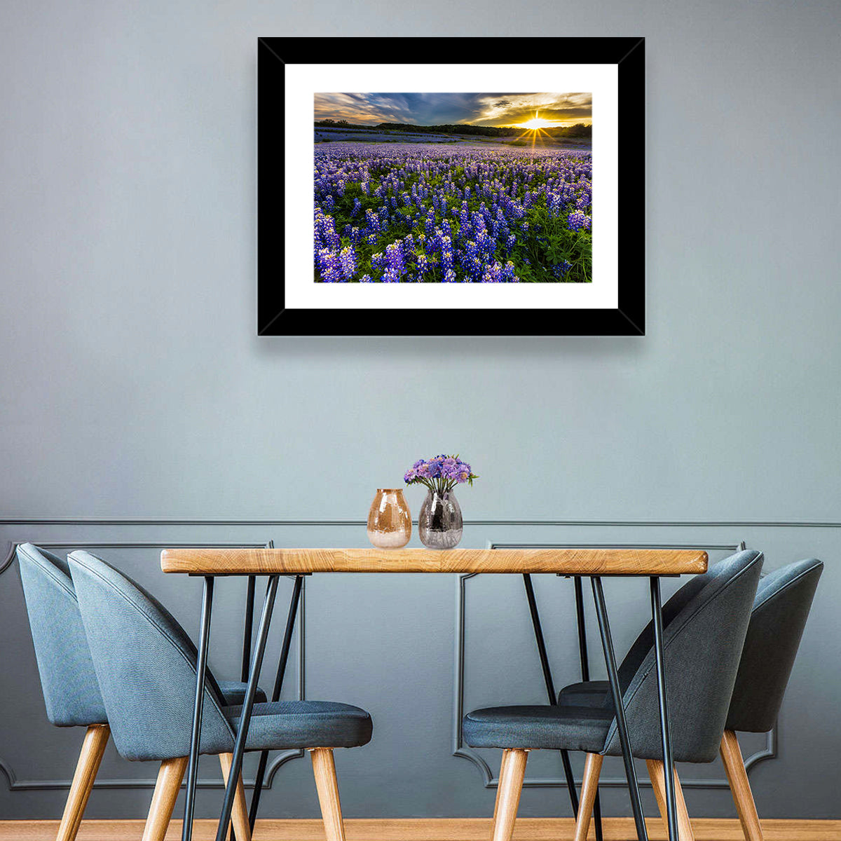 Texas Bluebonnet Field at Sunset Wall Art