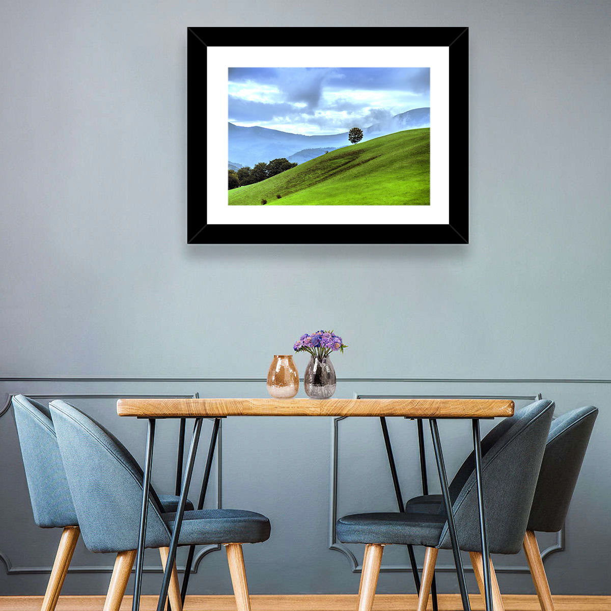 Talish Hillside with Lone Tree Wall Art in a room, landscape
