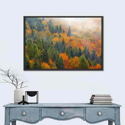 Misty Autumn Forestscape Wall Art