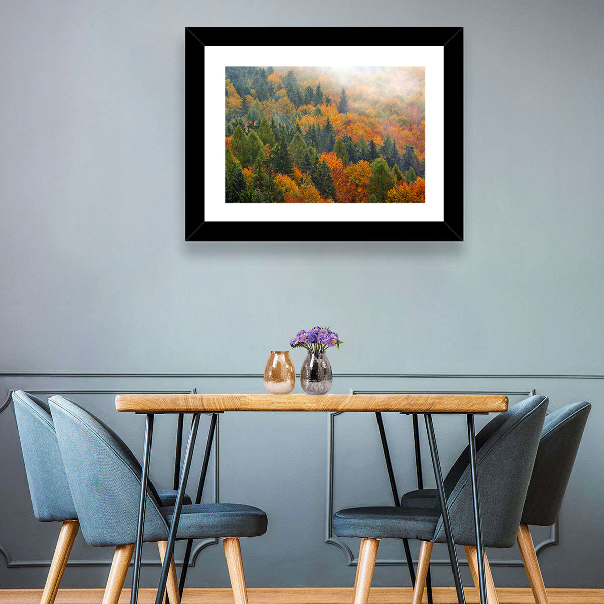Misty Autumn Forestscape Wall Art