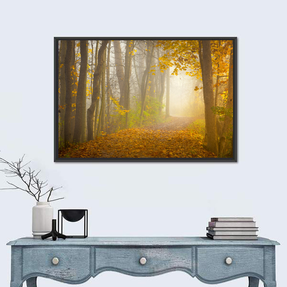 Cuyahoga Valley Autumn Path Wall Art in a room, landscape