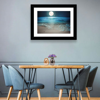 Full Moon Over Beach Wall Art
