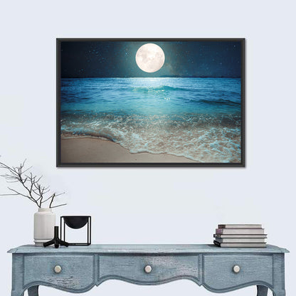 Full Moon Over Beach Wall Art