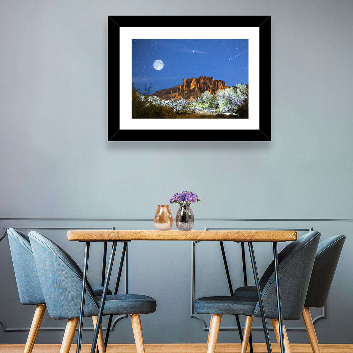 Moonlit Superstition Mountains Arizona Wall Art