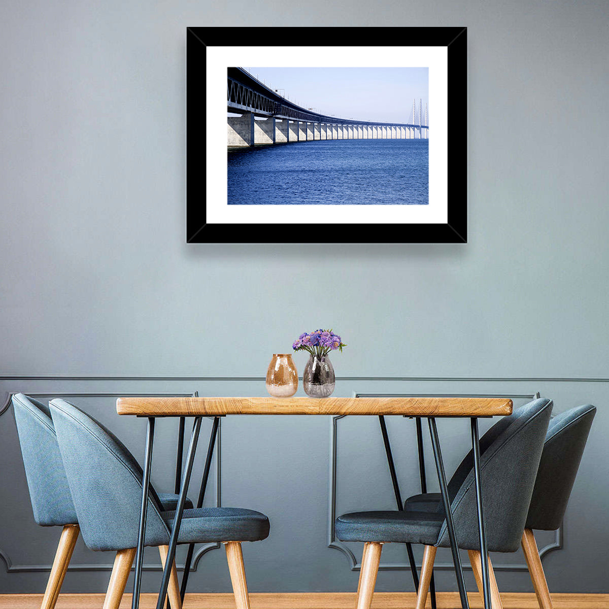 Oresund Bridge Perspective Wall Art in a room, landscape
