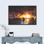Futuristic Neon Cityscape Wall Art