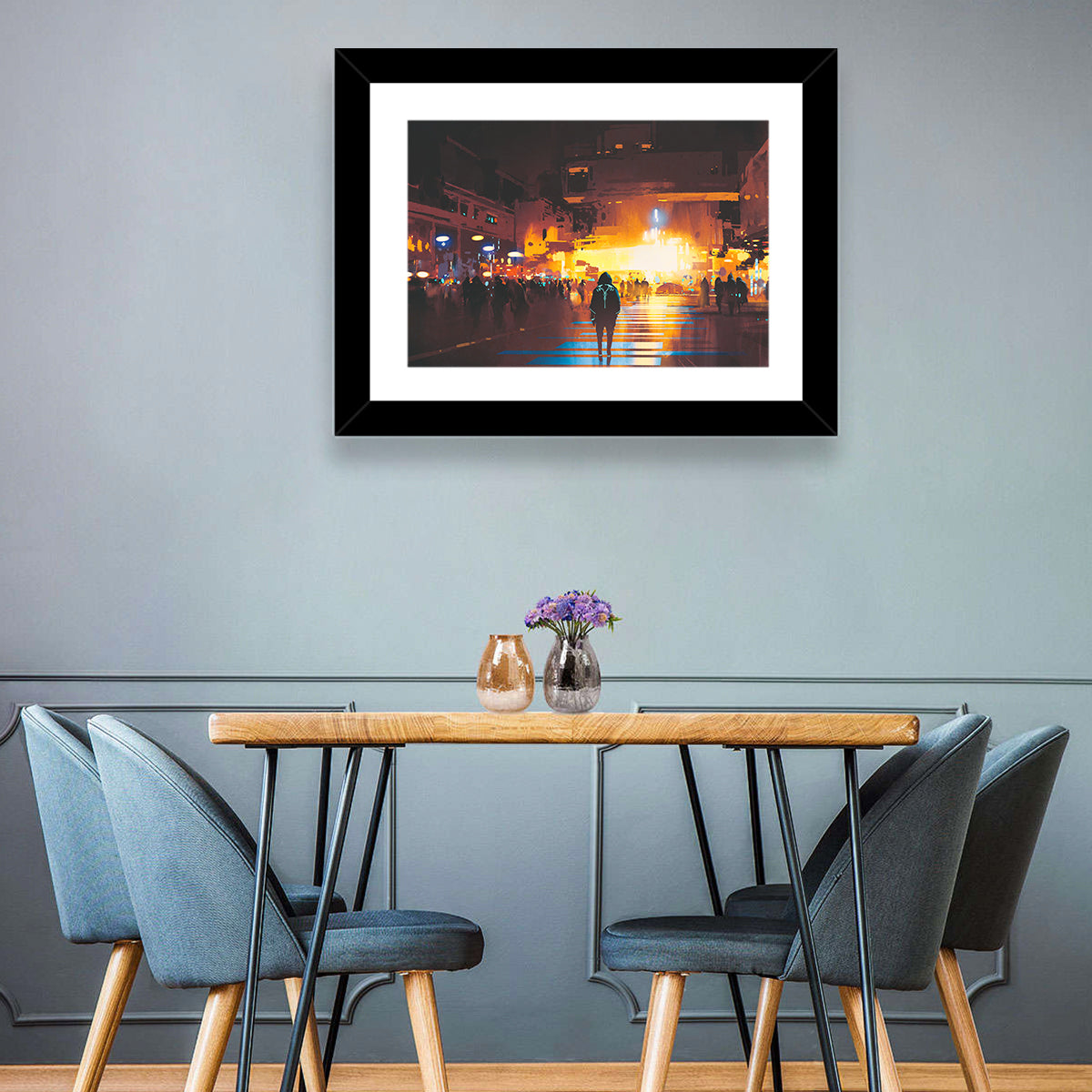 Futuristic Neon Cityscape Wall Art