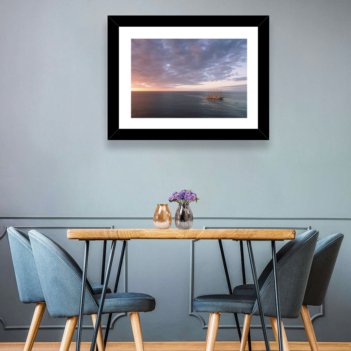 Sunlit Tall Ship at Sea Wall Art