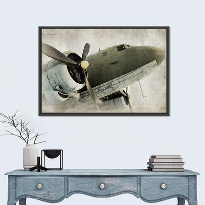 Vintage Propeller Airplane Nose View Wall Art
