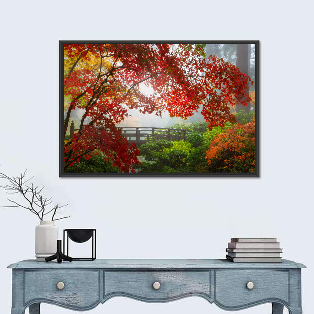 Portland Moon Bridge in Autumn Mist Wall Art