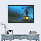 Seaside Windmill at Night Wall Art