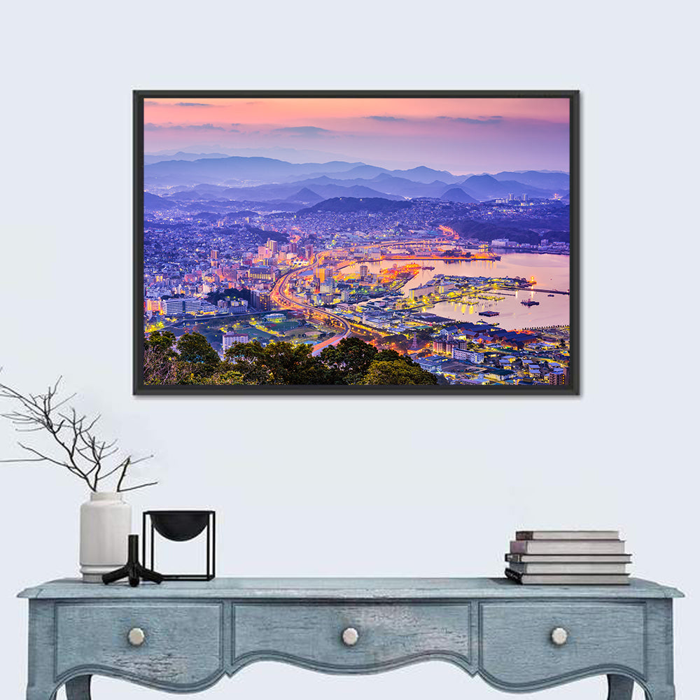 Sasebo Downtown Twilight Harbor Wall Art
