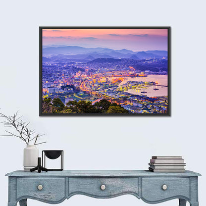 Sasebo Downtown Twilight Harbor Wall Art