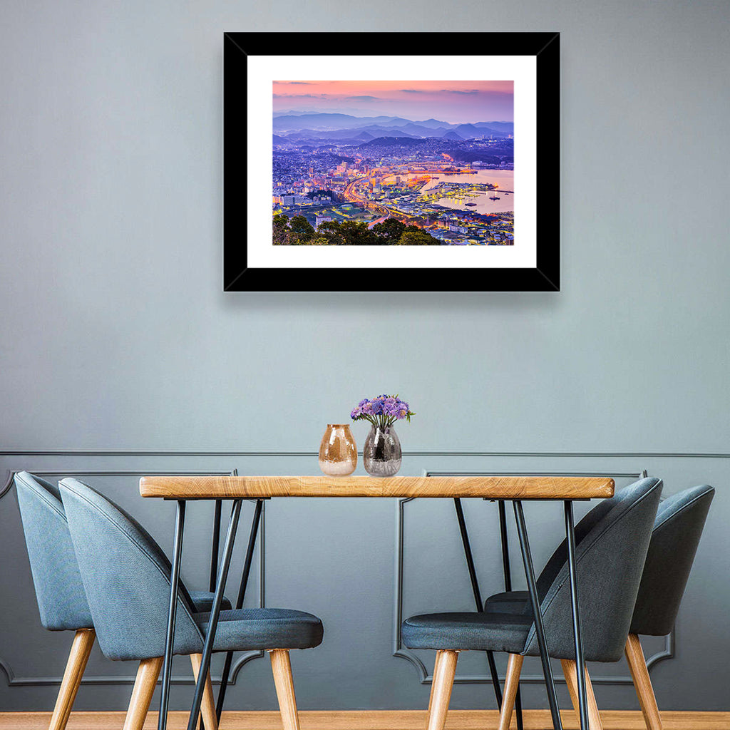 Sasebo Downtown Twilight Harbor Wall Art