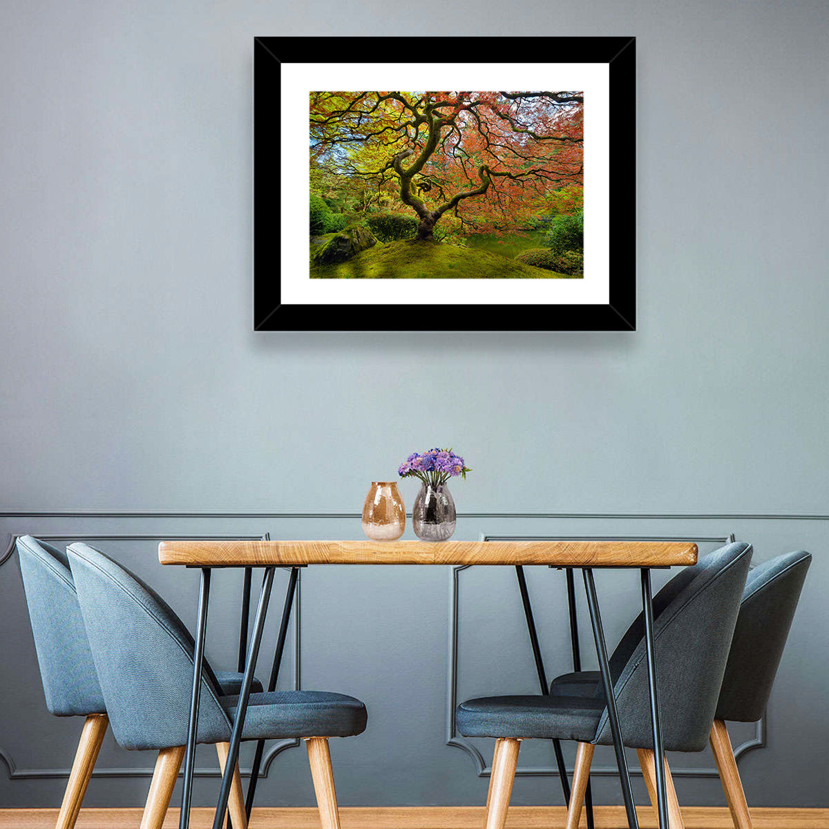 Gnarled Japanese Maple by Garden Pond Wall Art in a room, landscape