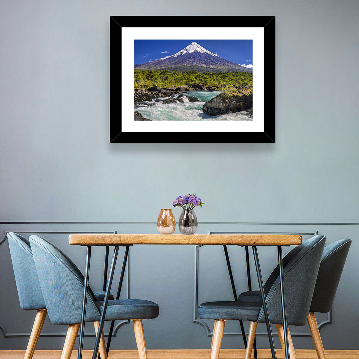 Osorno Volcano Over Petrohue Rapids Wall Art
