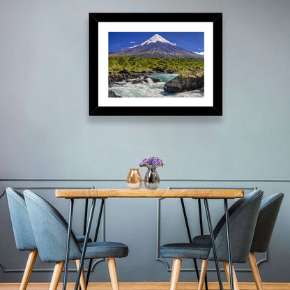 Osorno Volcano Over Petrohue Rapids Wall Art