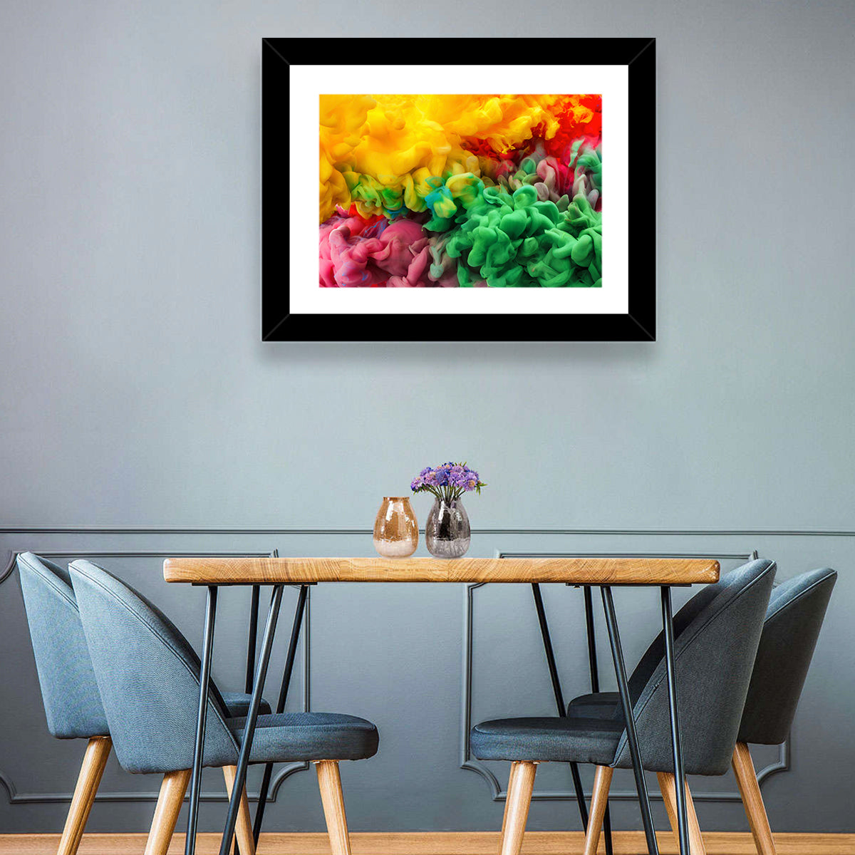 Vibrant Underwater Ink Cloud Abstract Wall Art